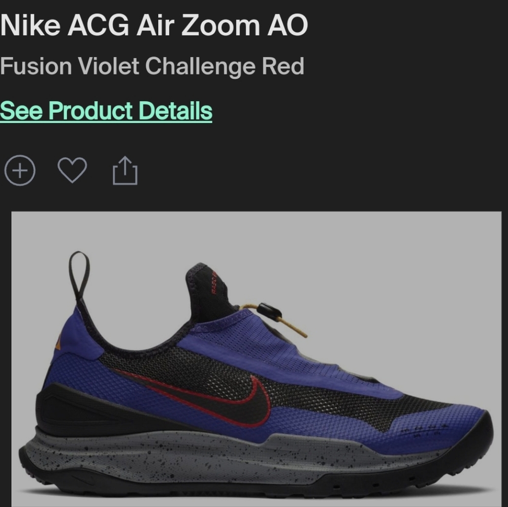 Men 6.5 Nike ACG Air Zoom AOFusion Violet Challenge Red